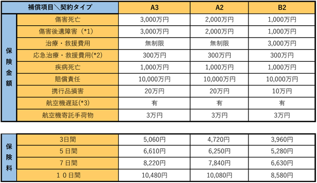 補償内容・保険料例＜６９歳以下＞